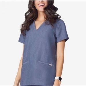 Figs XS Heather Denim Scrub Set